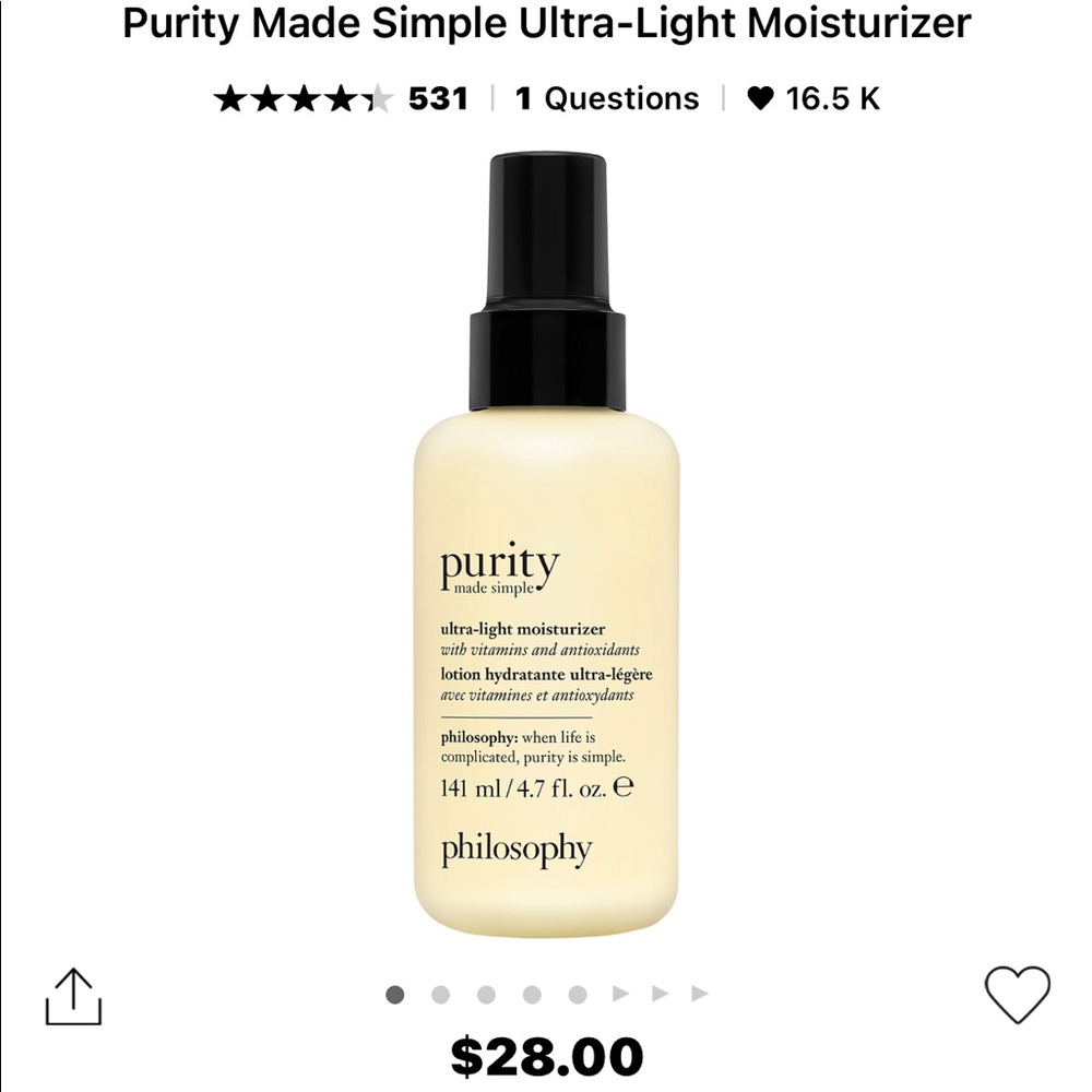 Purity made simple moisturizer